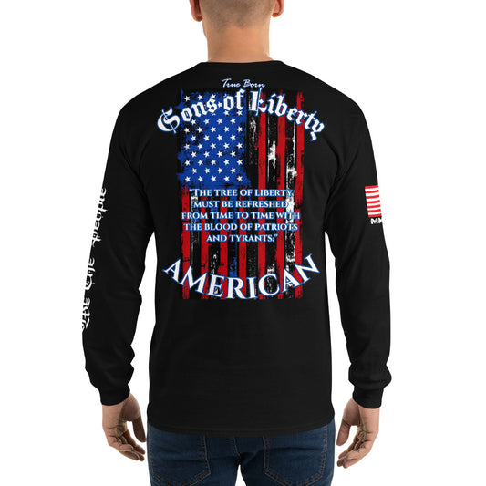 American Blood/True Born Sons of Liberty  - Distress Flag - Men’s Long Sleeve Shirt