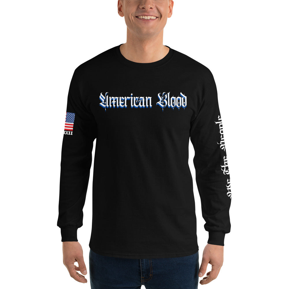 American Blood/True Born Sons of Liberty  - Distress Flag - Men’s Long Sleeve Shirt