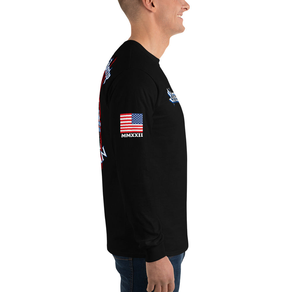 American Blood/True Born Sons of Liberty  - Distress Flag - Men’s Long Sleeve Shirt