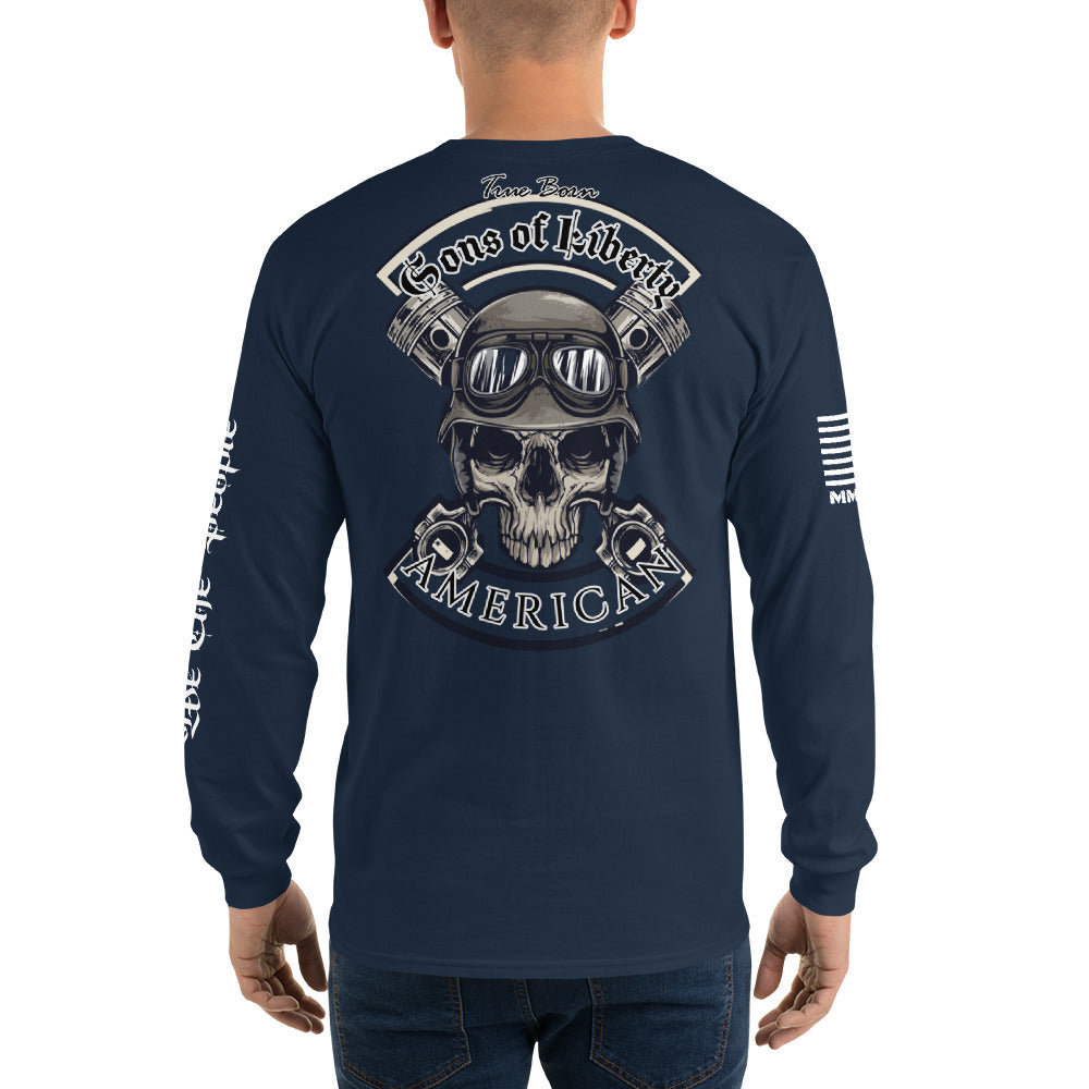 American Blood/True Born Sons of Liberty - Skull Moto - Men’s Long Sleeve  Shirt