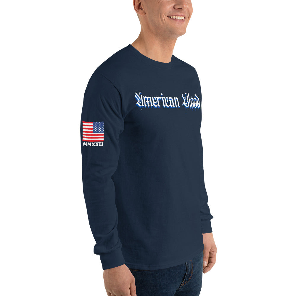 American Blood/True Born Sons of Liberty  - Distress Flag - Men’s Long Sleeve Shirt