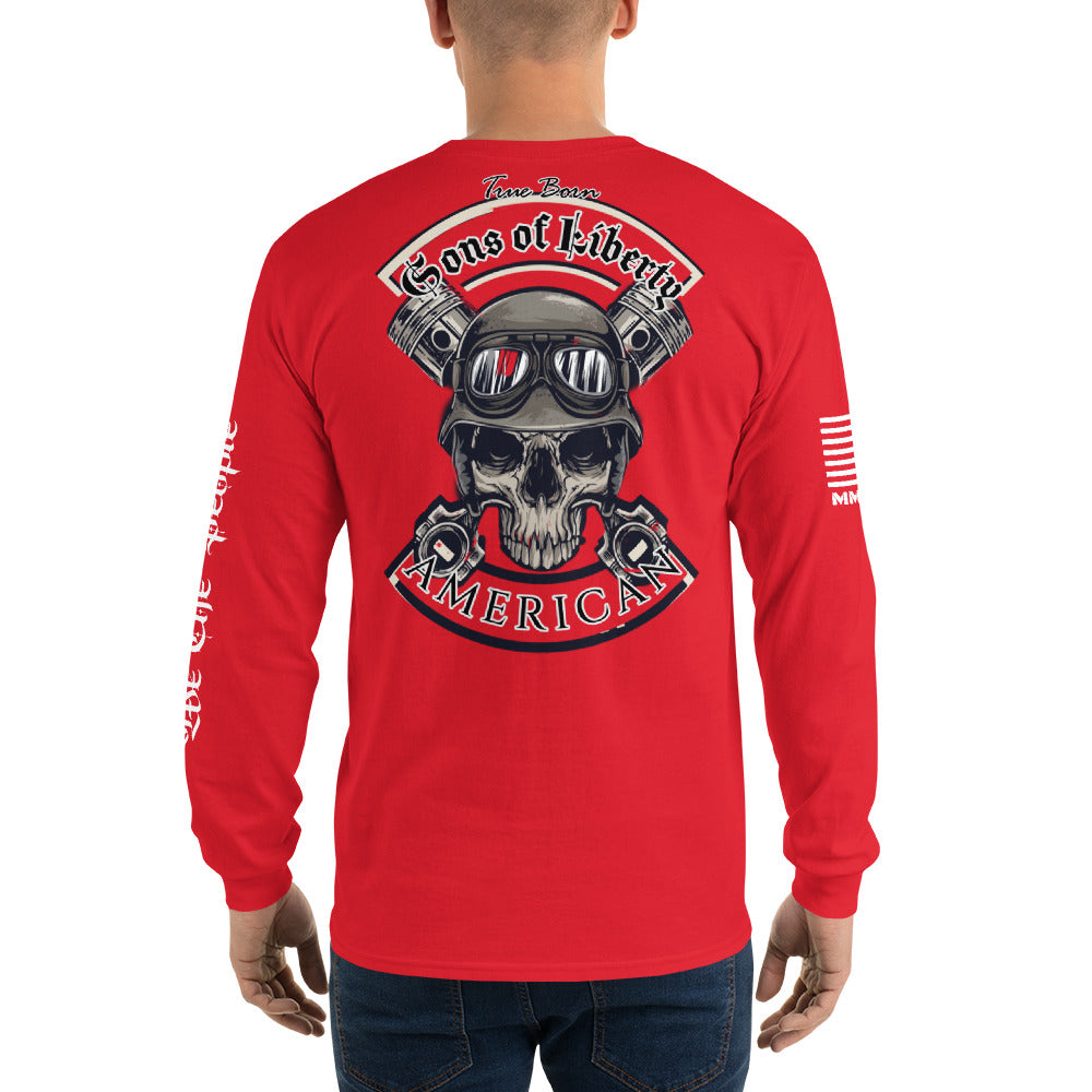 American Blood/True Born Sons of Liberty - Skull Moto - Men’s Long Sleeve  Shirt