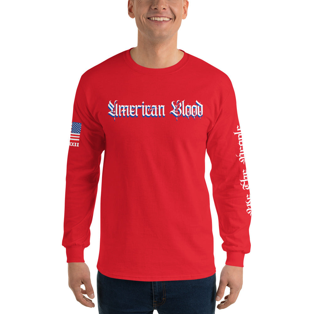 American Blood/True Born Sons of Liberty  - Distress Flag - Men’s Long Sleeve Shirt