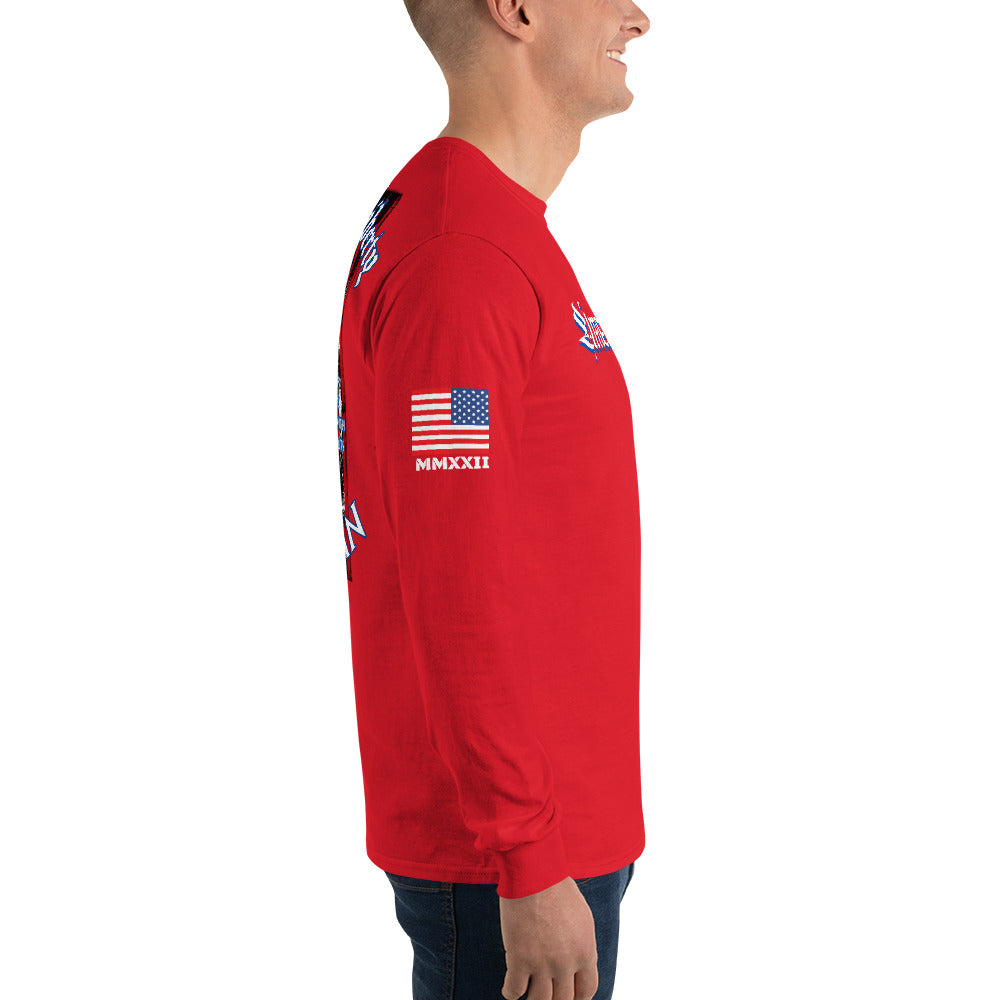 American Blood/True Born Sons of Liberty  - Distress Flag - Men’s Long Sleeve Shirt