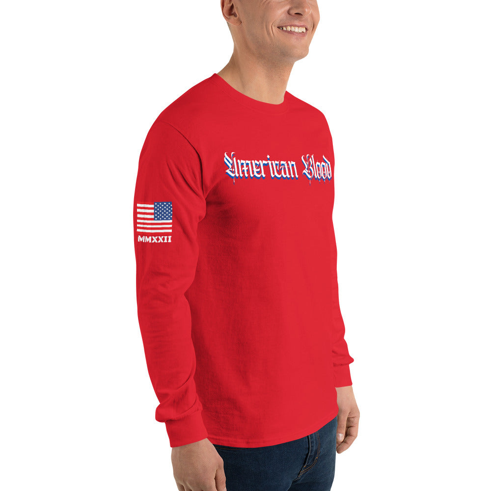 American Blood/True Born Sons of Liberty  - Distress Flag - Men’s Long Sleeve Shirt