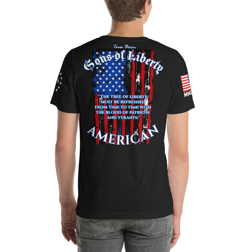 American Blood/True Born Sons of Liberty - Distress Flag - Unisex t-shirt