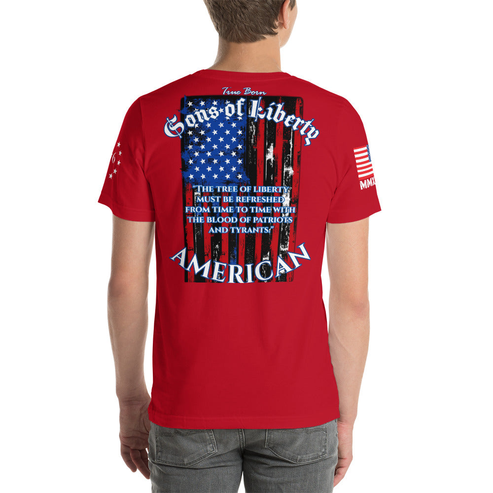 American Blood/True Born Sons of Liberty - Distress Flag - Unisex t-shirt